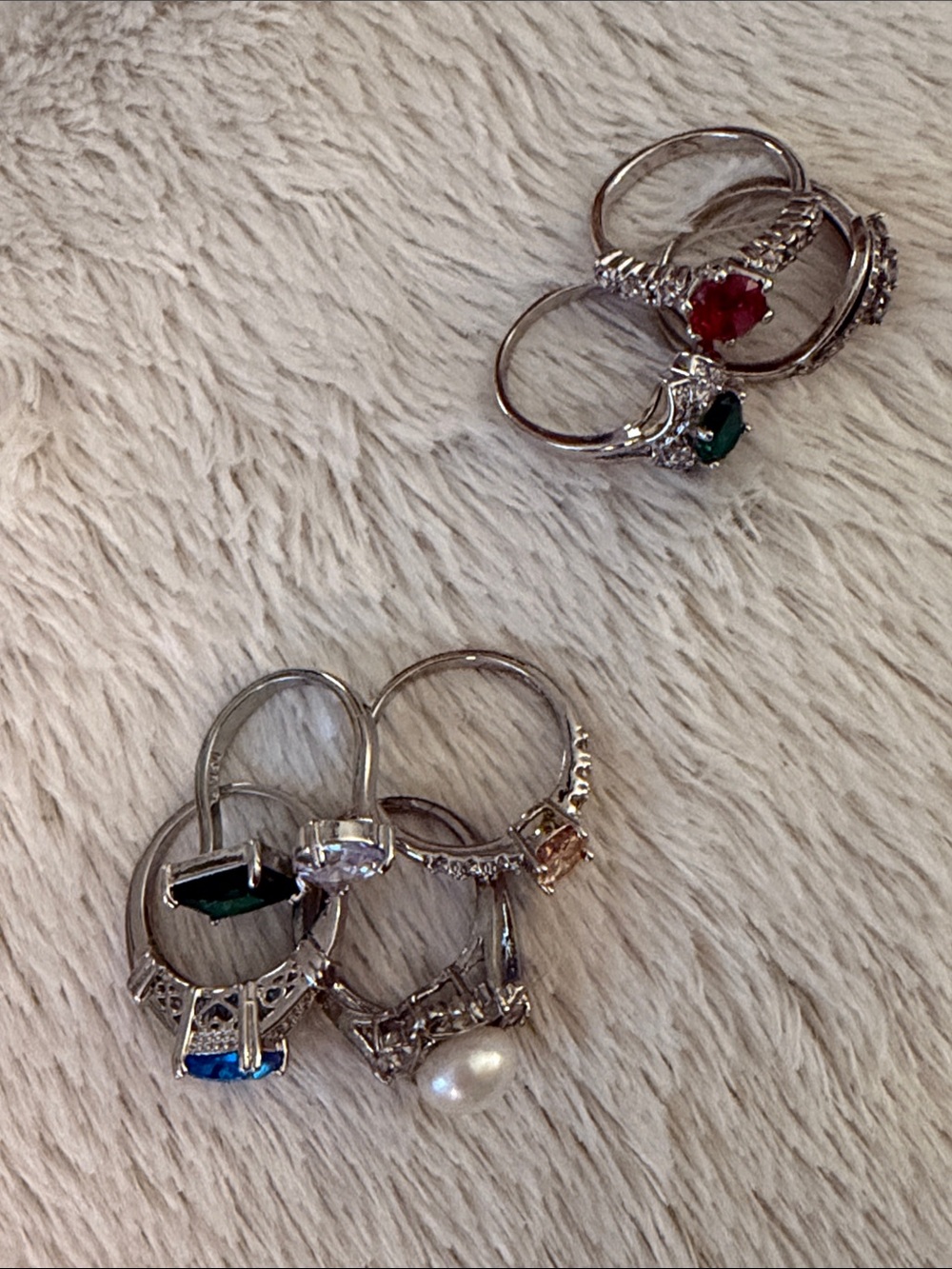 7-rings stainless steel different styles and colored gems💎 - Picture 2 of 6